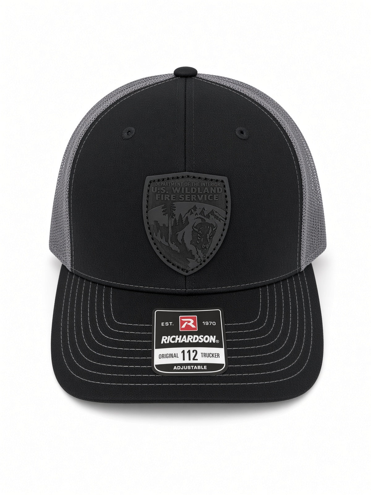 USWFS Black/ Charcoal Snapback Hat Leather Patch